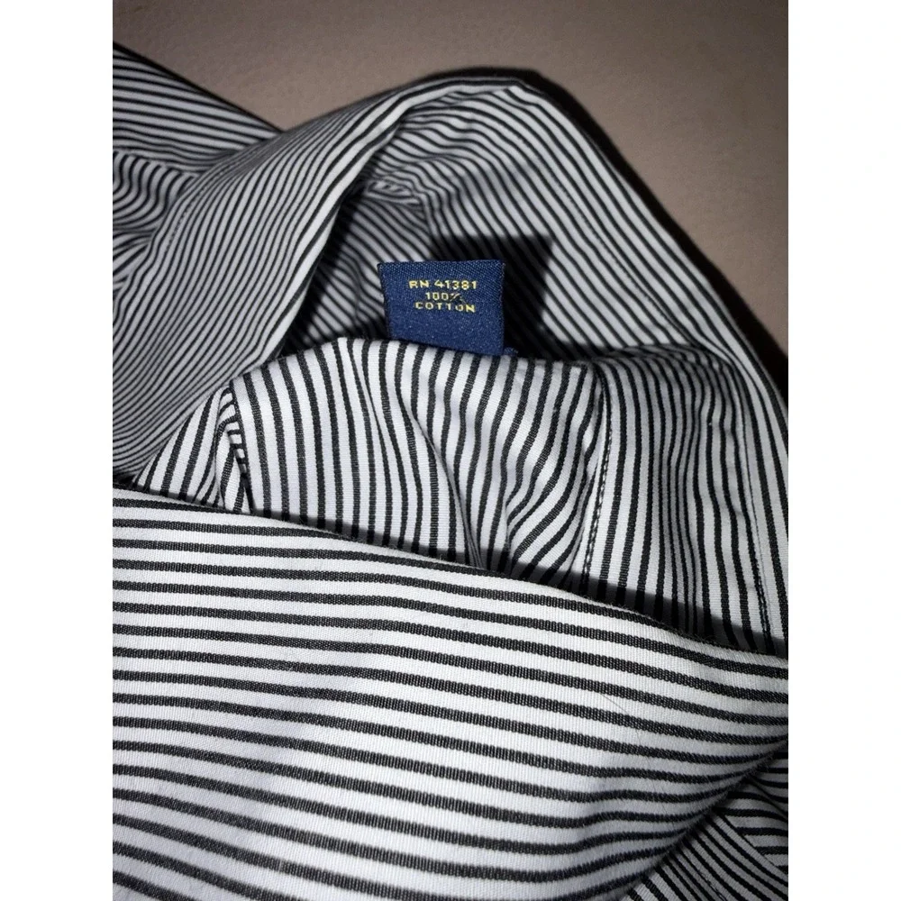 New Polo Ralph Lauren Small White Black Long Sleeve Striped Button Down